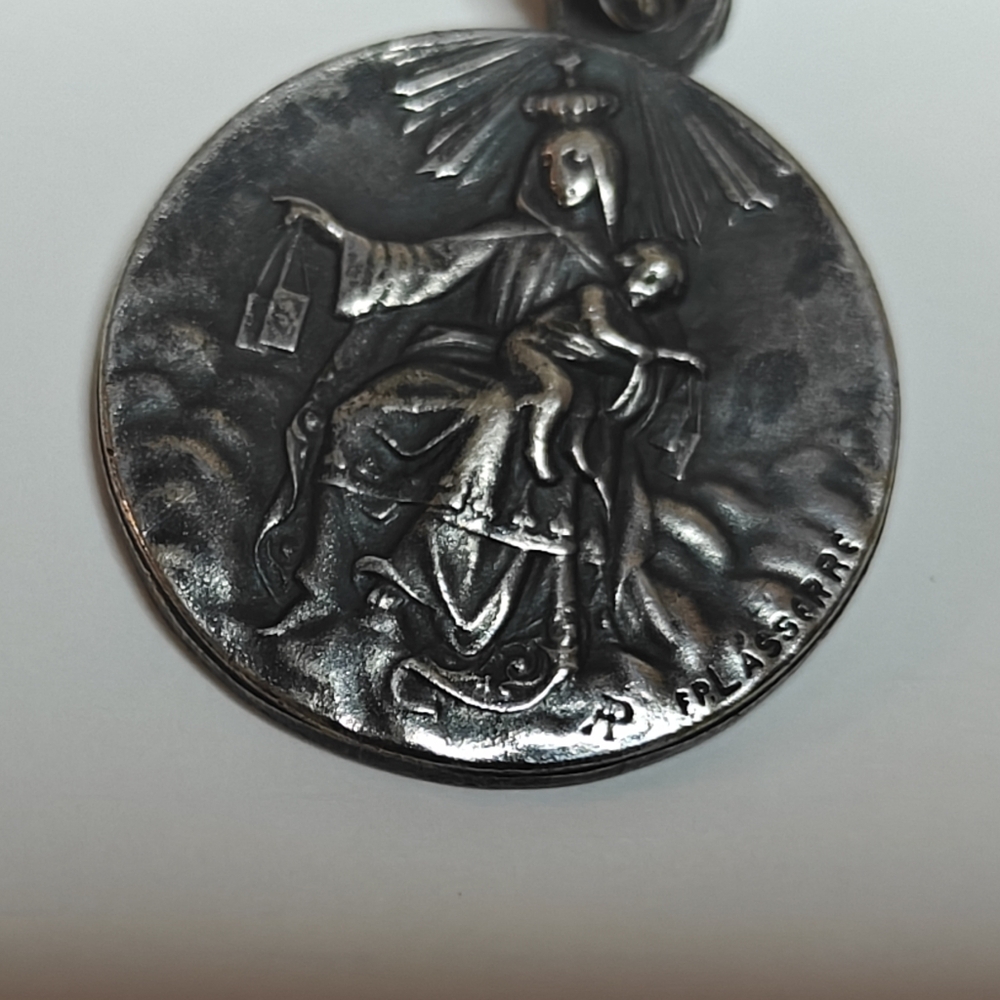 Vintage French FP Lasserre Silver Religious Medal Pendant